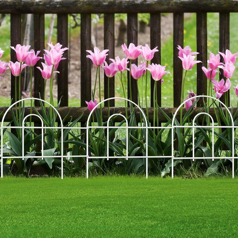 FOREHOGAR Decorative White Garden Fence Border 18in X50ft Outdoor Metal Wire Garden Fencing Flower Bed Folding Fences Panel Patio Edging Landscape for Yard - Image 1